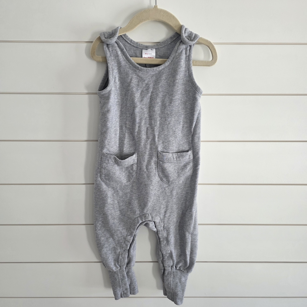 ​Hanna Andersson Grey French Terry Sleeveless Romper Jumpsuit - Size 90 / 3T